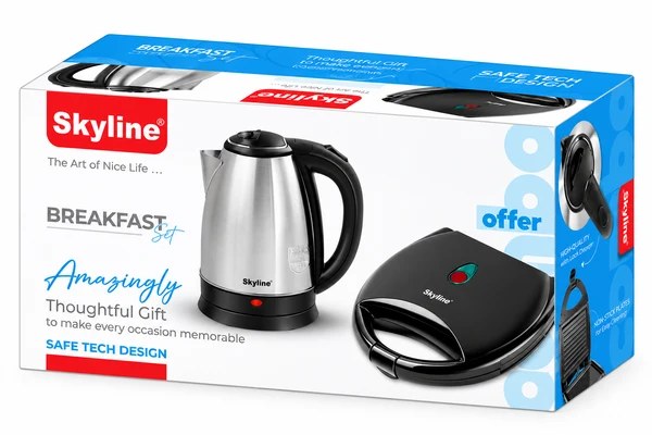 Electric Kettle & Sandwich Maker Combo Breakfast Set