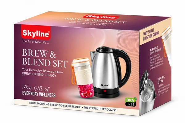 1.8L Electric Kettle + 400ml Portable Juice Blender Brew & Blend Set