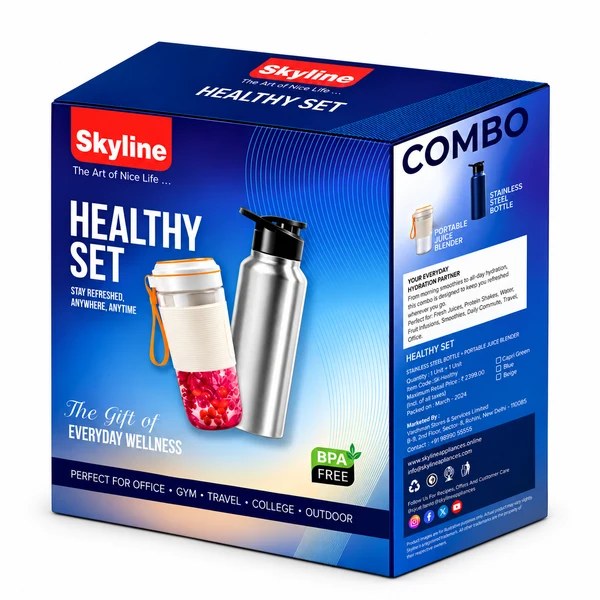 400ml Portable Juice Blender + 750ml Stainless Steel Bottle Healthy Set