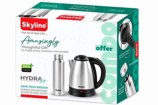 Electric Kettle & Steel Bottle Combo Hydra Set