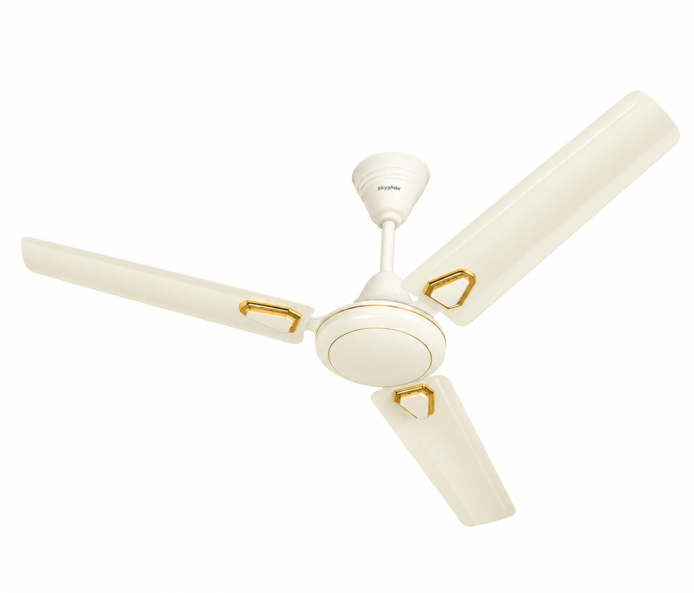 Skyline Skyglide Pearl Ivory ceiling fan with gold accents