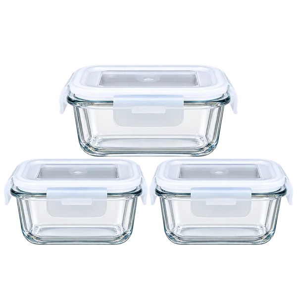 Borosilicate Glass Food Container Set – 3 × 320ml FC-03