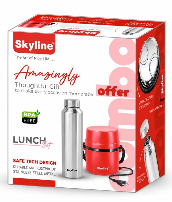 Electric Lunch & Steel Bottle Combo Lunch Set