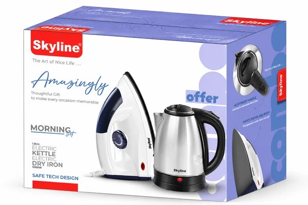 Electric Kettle & Electric Dry Iron Combo Morning Set