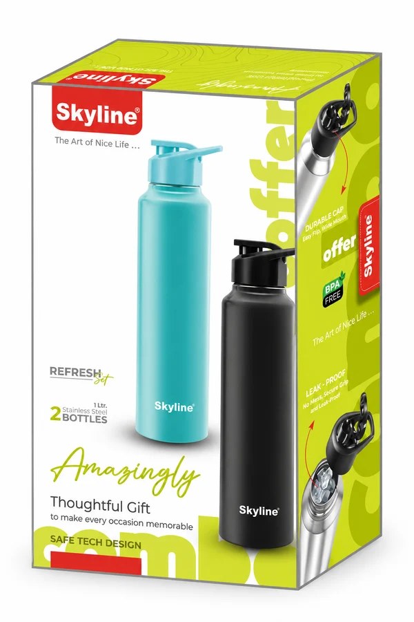 2 PCS SS Bottles 1 LTR. Refresh Set